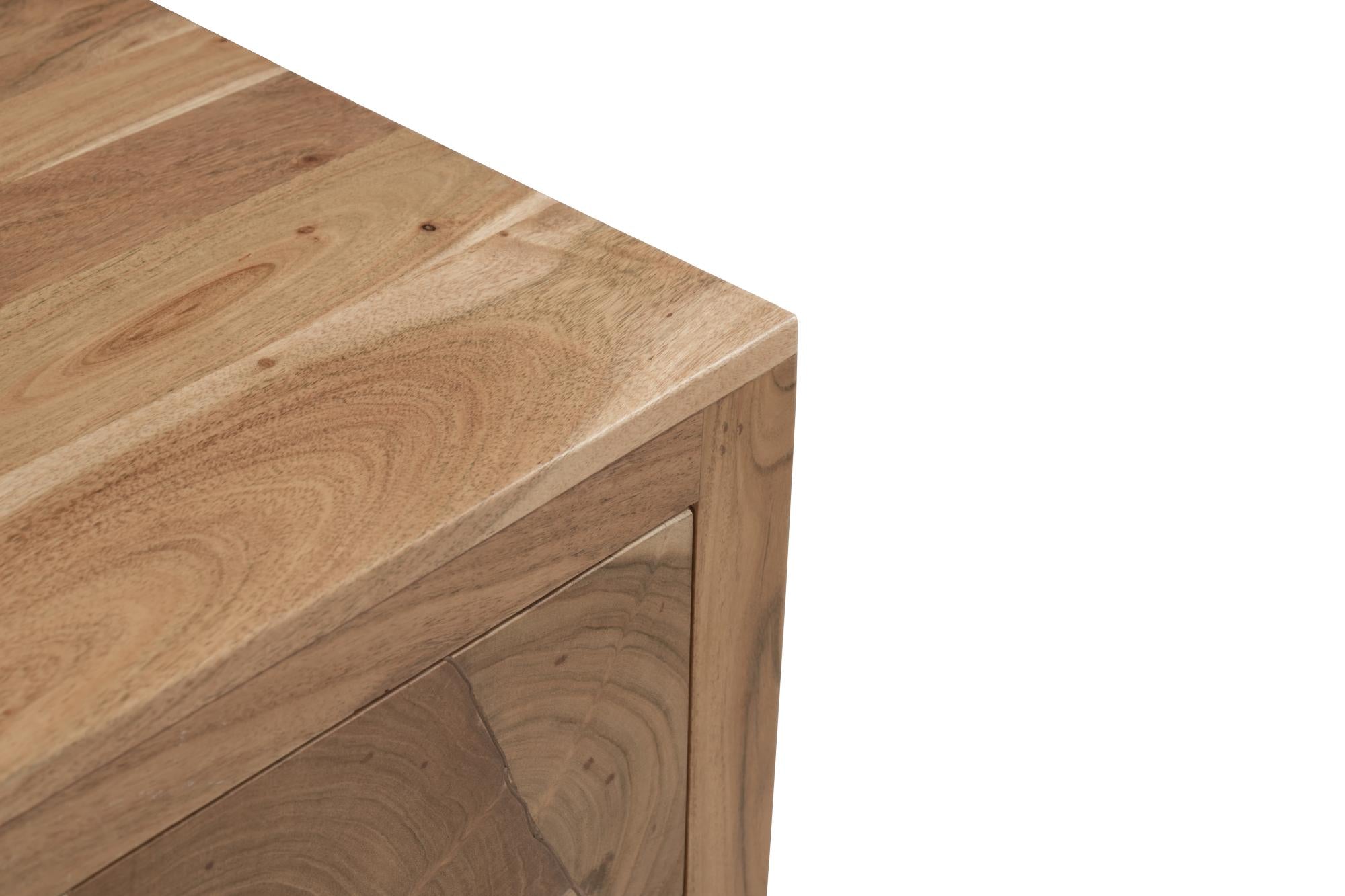 24" Natural Solid Wood Square Live Edge One Drawer Nightstand Homeroots Bed & Bath