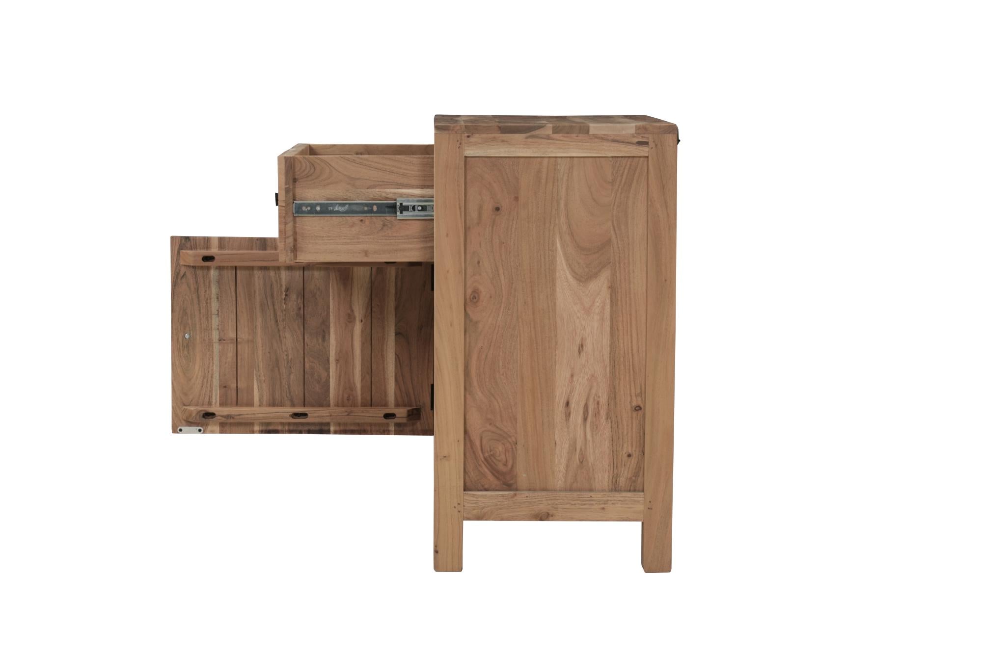 24" Natural Solid Wood Square Live Edge One Drawer Nightstand Homeroots Bed & Bath