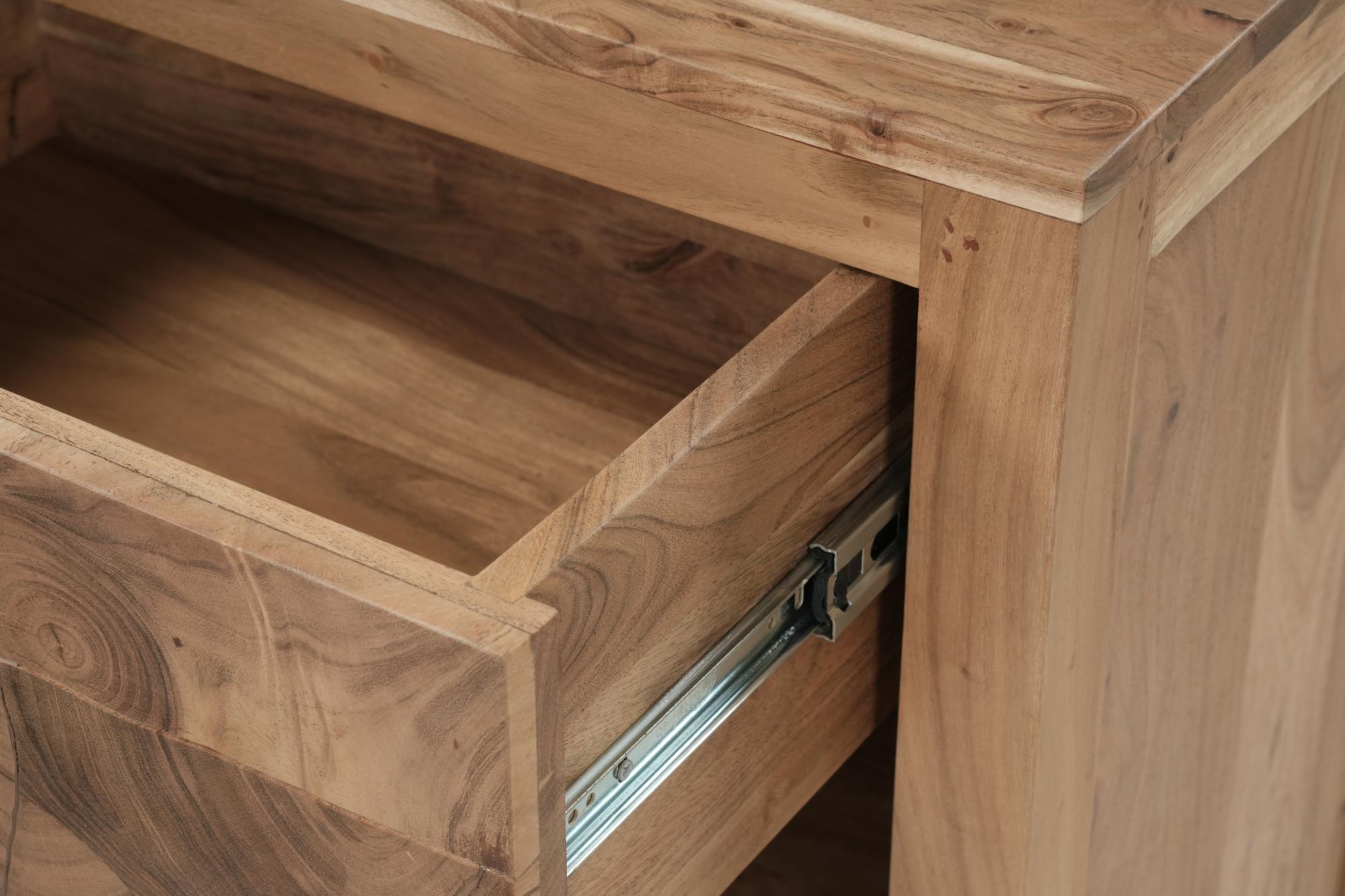 24" Natural Solid Wood Square Live Edge One Drawer Nightstand Homeroots Bed & Bath