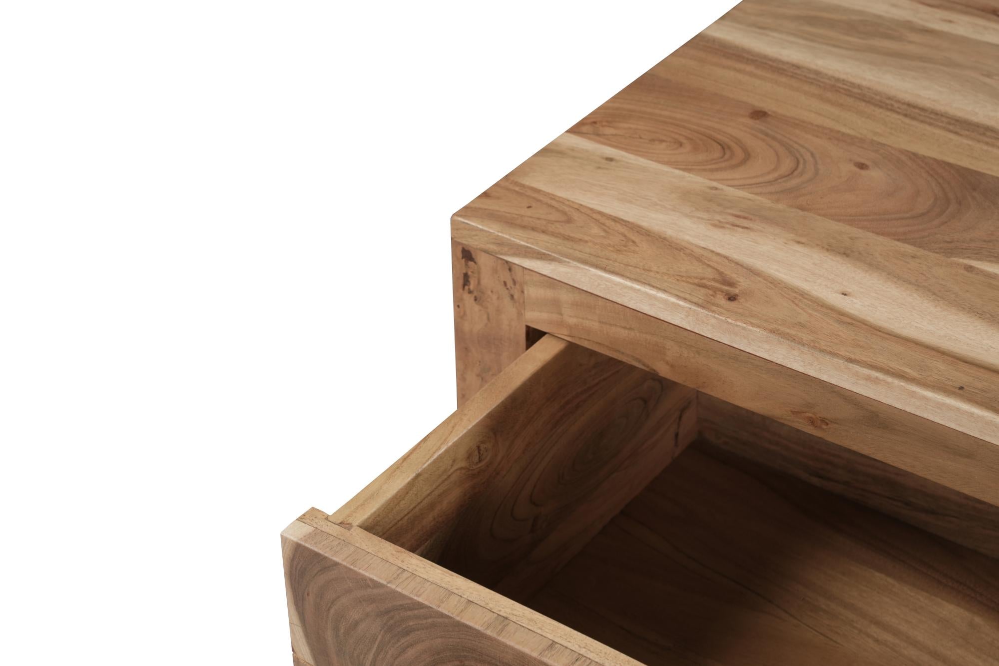 24" Natural Solid Wood Square Live Edge One Drawer Nightstand Homeroots Bed & Bath