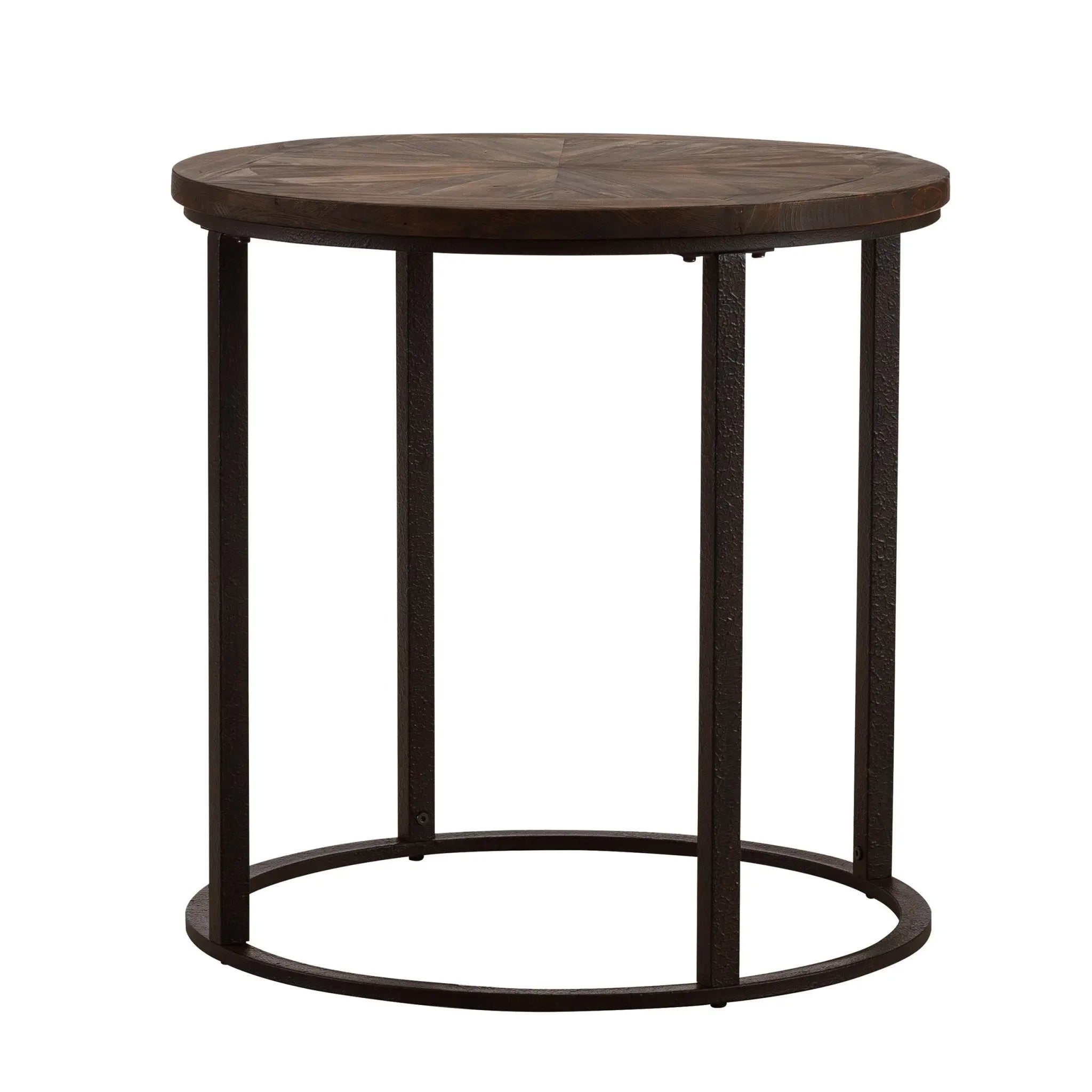 24" Natural Wood Solid Wood And Iron Round End Table Homeroots Living Room