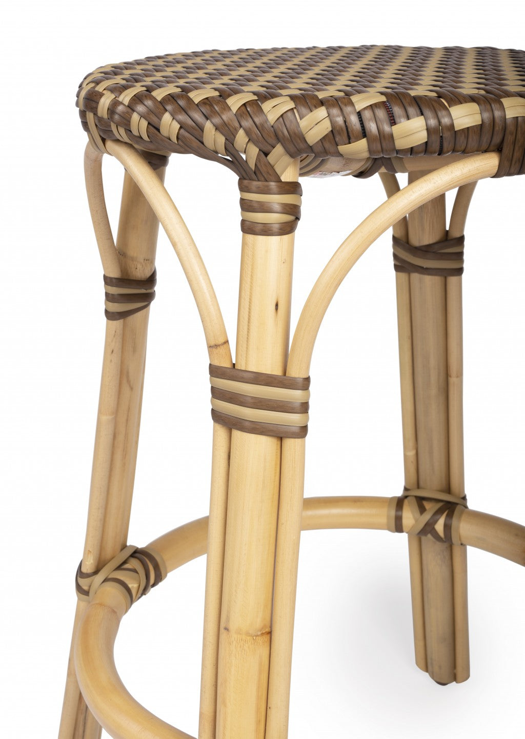 24" Natural and Brown Rattan Backless Counter Height Bar Chair Homeroots Living Room
