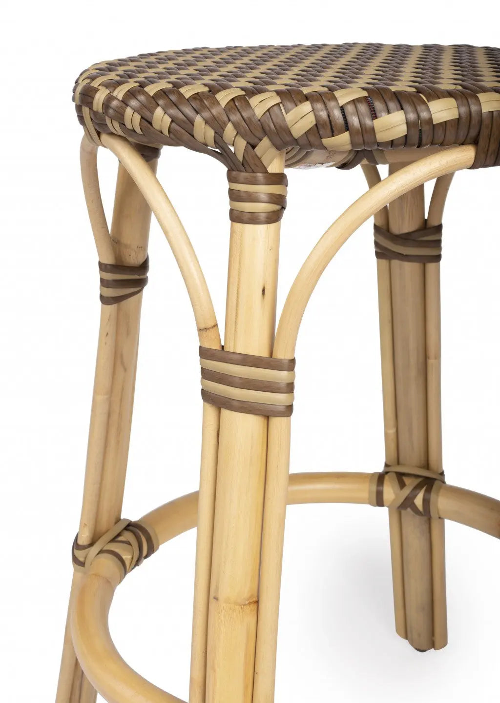 24" Natural and Brown Rattan Backless Counter Height Bar Chair Homeroots Living Room