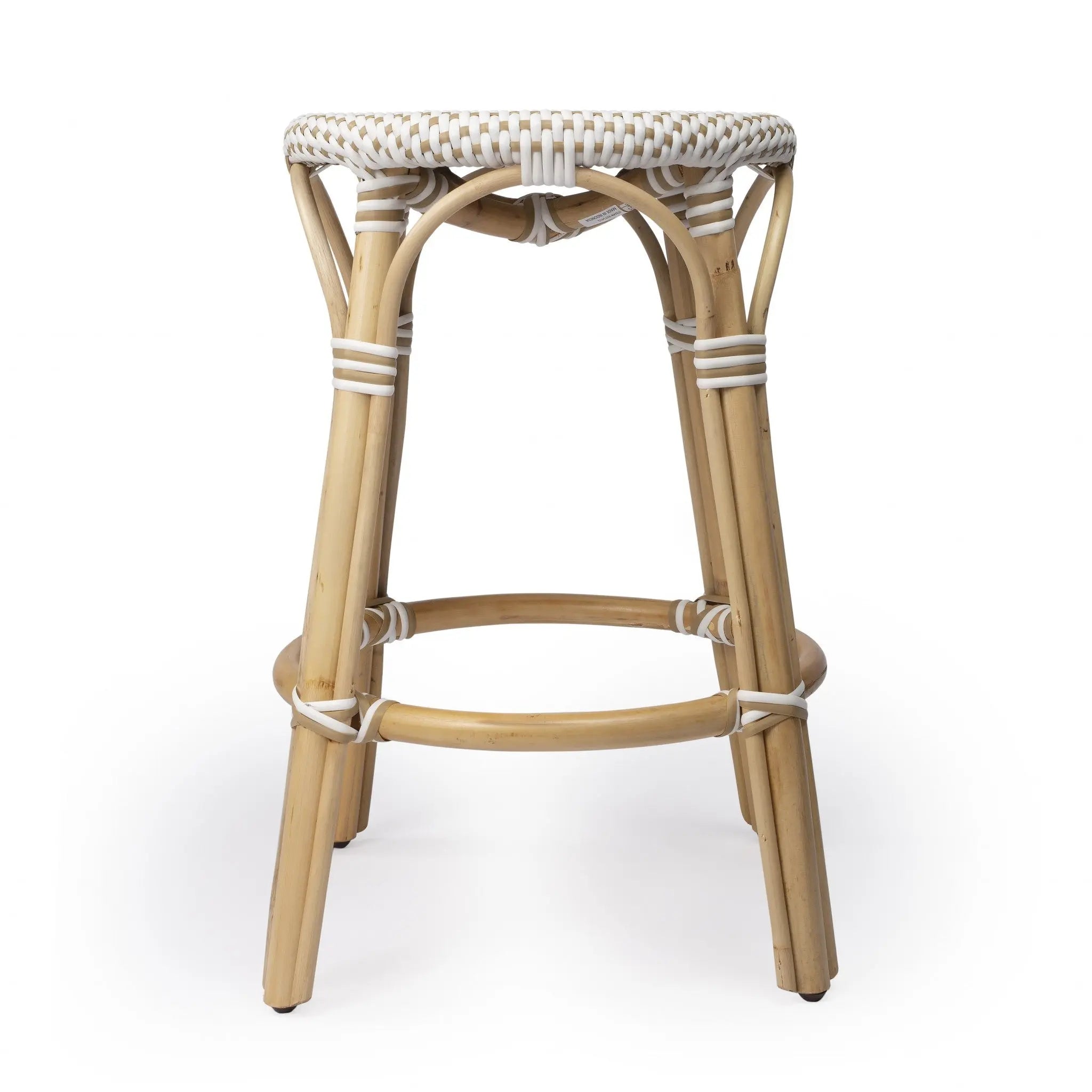 24" Natural and White Rattan Backless Counter Height Bar Chair Homeroots Living Room