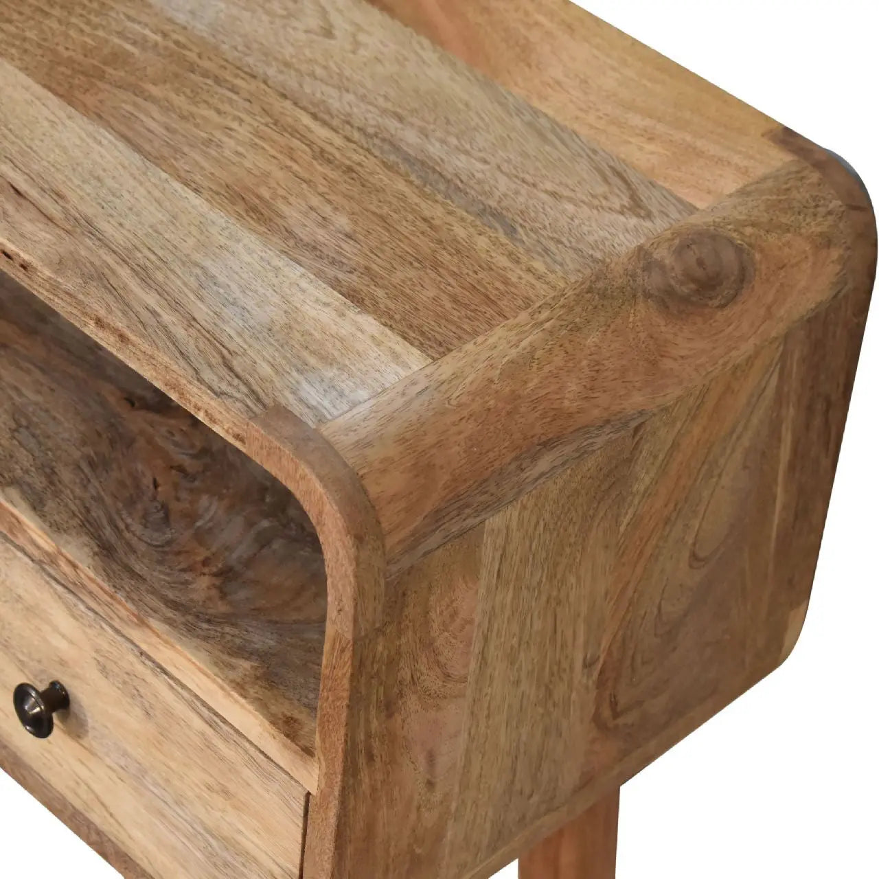 24" Oak Solid Wood Console Table With Shelf And Two Drawers Homeroots Living Room