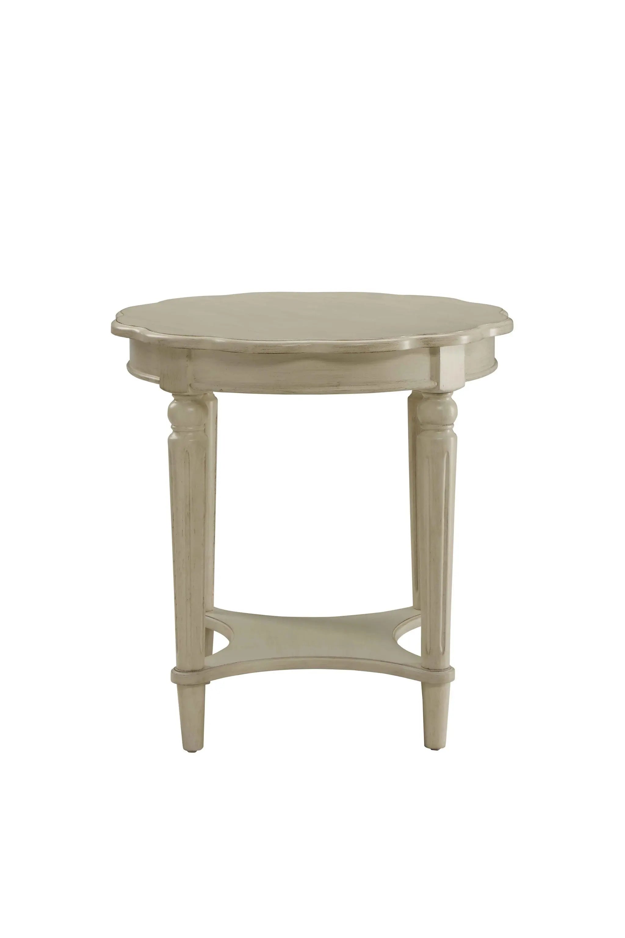 24" Off White Solid Wood Oval End Table With Shelf Homeroots Living Room