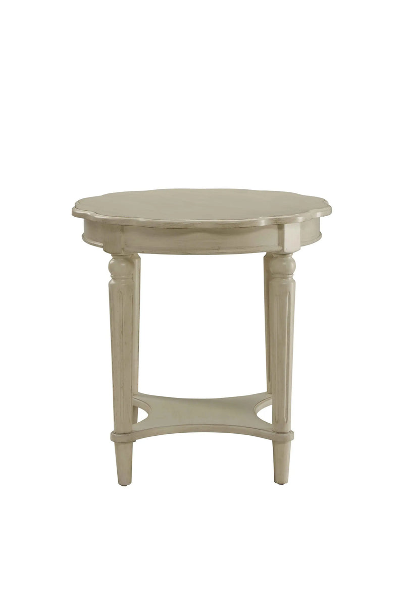 24" Off White Solid Wood Oval End Table With Shelf Homeroots Living Room