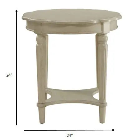 24" Off White Solid Wood Oval End Table With Shelf Homeroots Living Room