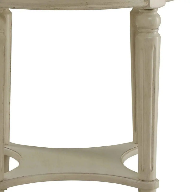 24" Off White Solid Wood Oval End Table With Shelf Homeroots Living Room