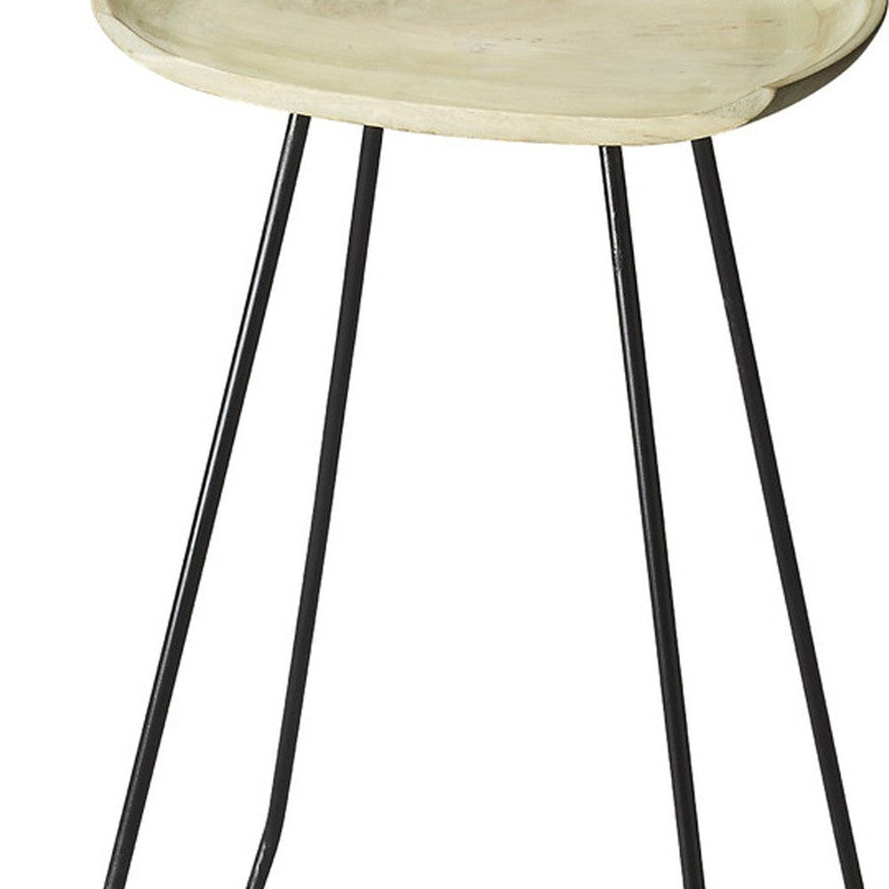 24" Off White and Black Manufactured Wood and Iron Backless Counter Height Bar Chair - GreatEagleInc