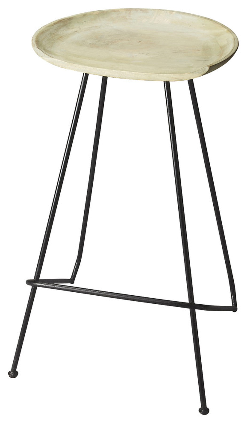 24" Off White and Black Manufactured Wood and Iron Backless Counter Height Bar Chair - GreatEagleInc