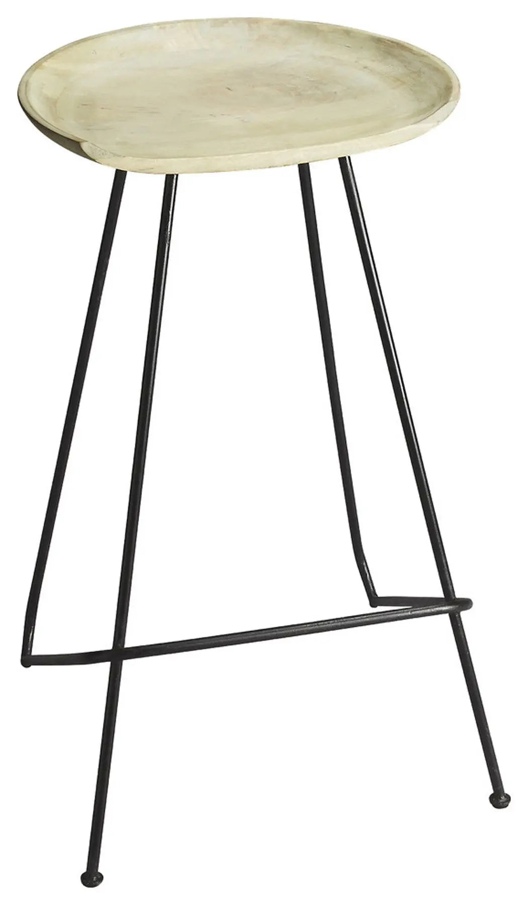 24" Off White and Black Manufactured Wood and Iron Backless Counter Height Bar Chair - GreatEagleInc