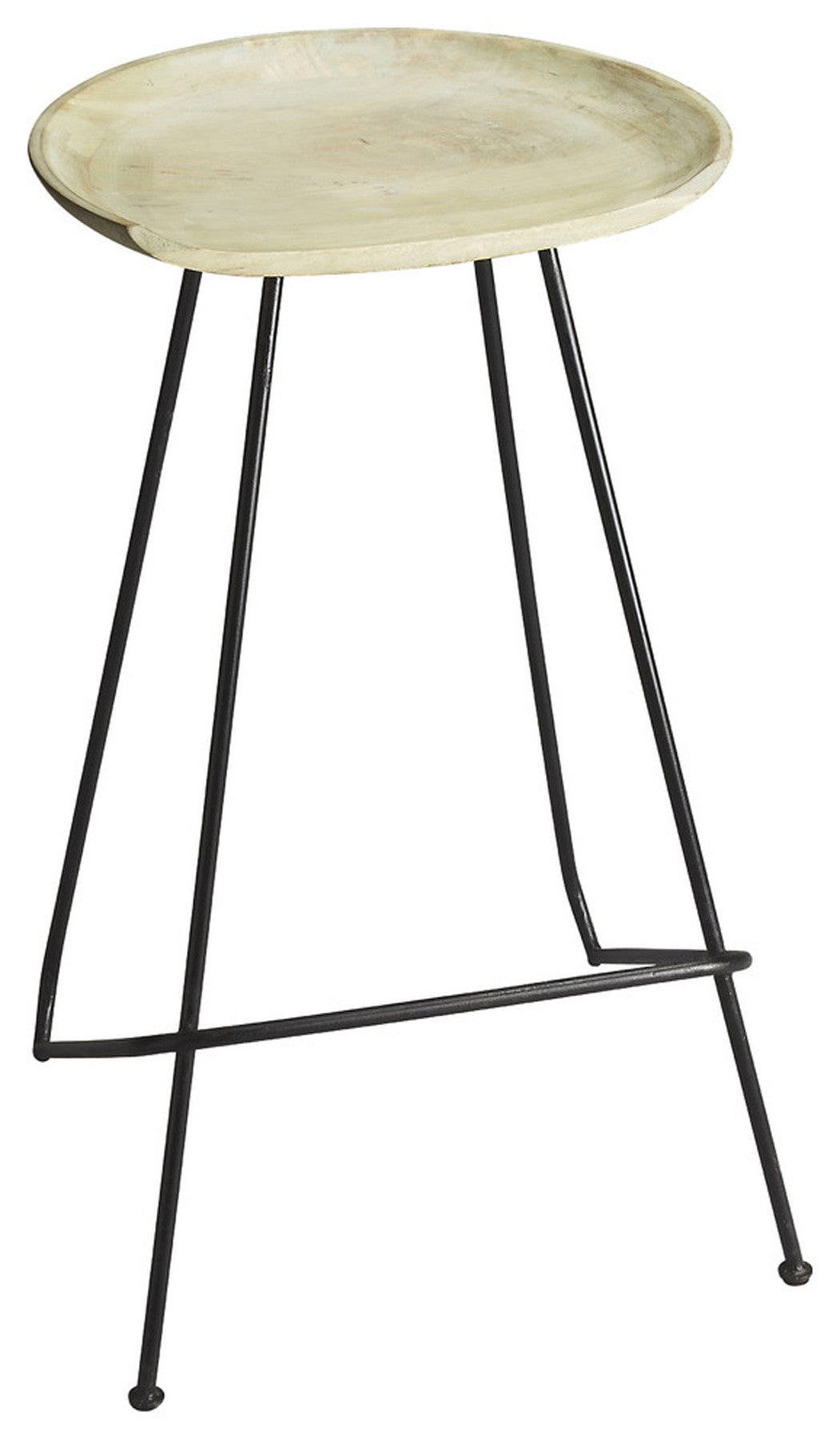 24" Off White and Black Manufactured Wood and Iron Backless Counter Height Bar Chair - GreatEagleInc