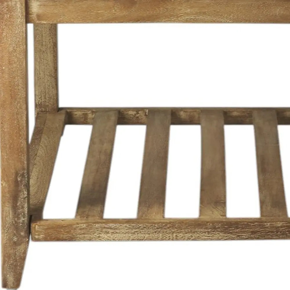 24" Off White and Brown Genuine Marble and Wood Square Coffee Table With Shelf Homeroots Living Room