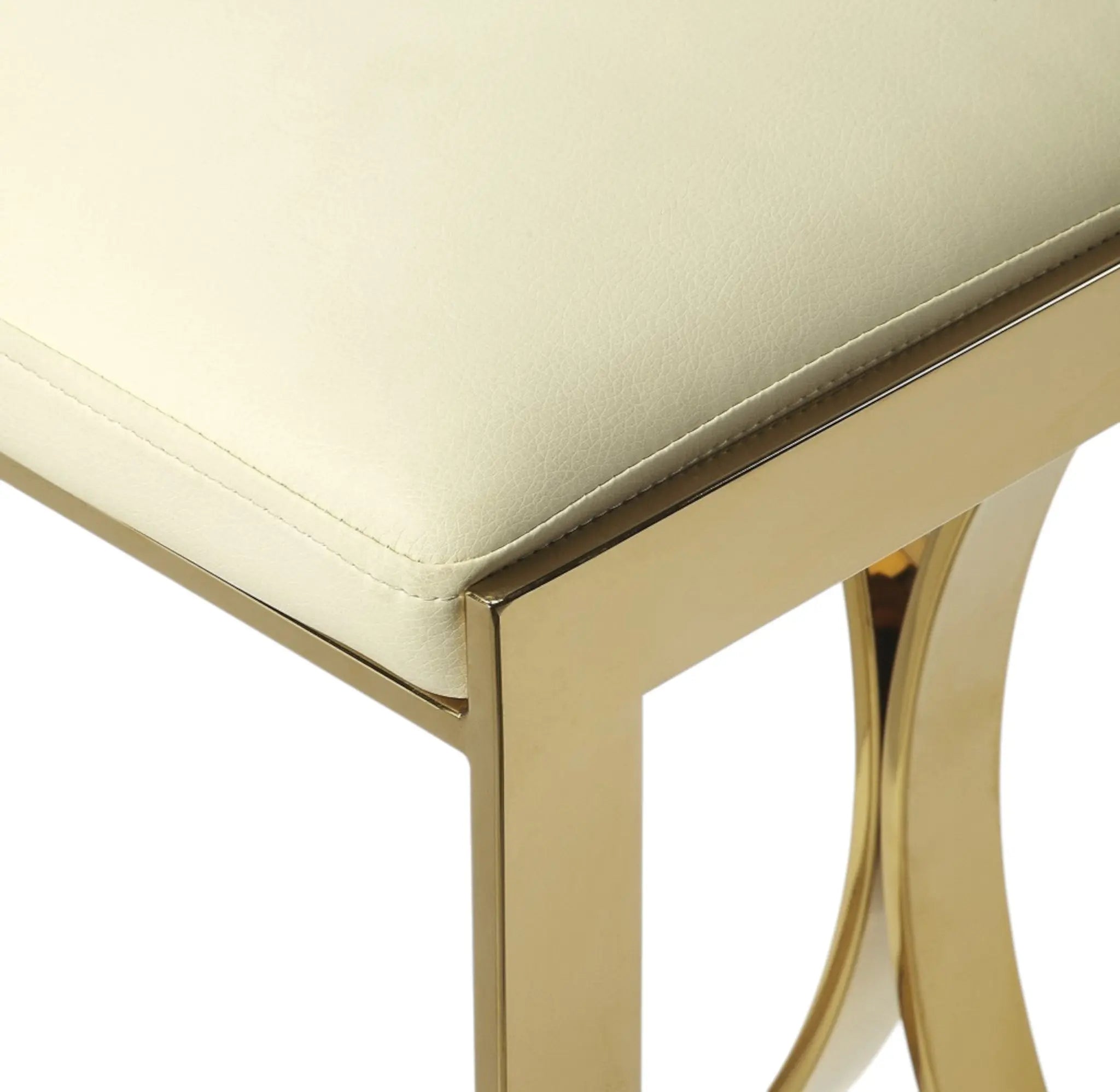 24" Off White and Gold Faux Leather and Iron Backless Counter Height Bar Chair Homeroots Living Room