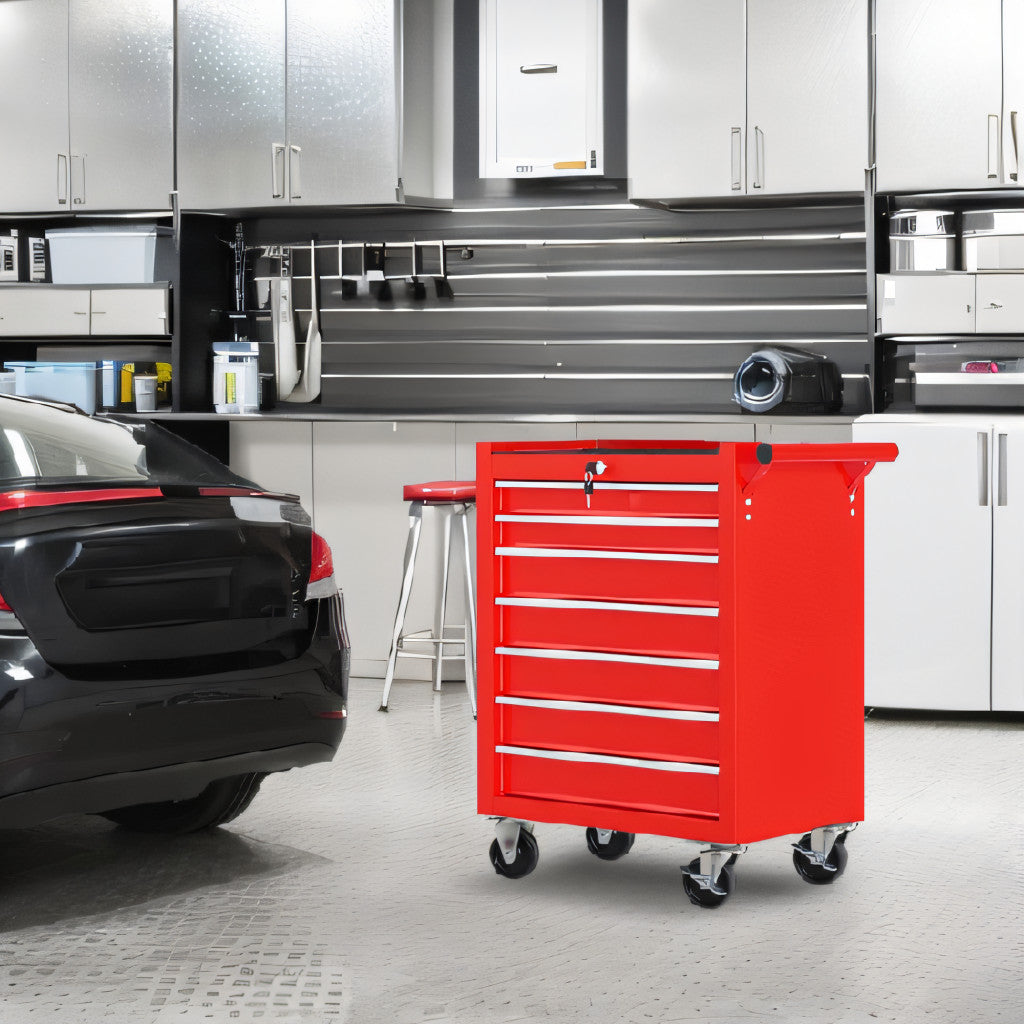 15" Red Multi-Tier Steel Rolling Cabinet With Lid - GreatEagleInc