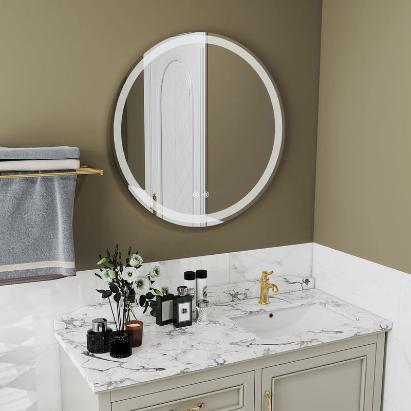 24" Round Lighted Frameless Anti Fog Bathroom Vanity Mirror Homeroots Bed & Bath