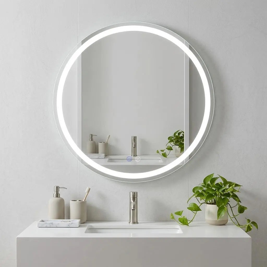 24" Round Lighted Frameless Anti Fog Bathroom Vanity Mirror Homeroots Bed & Bath