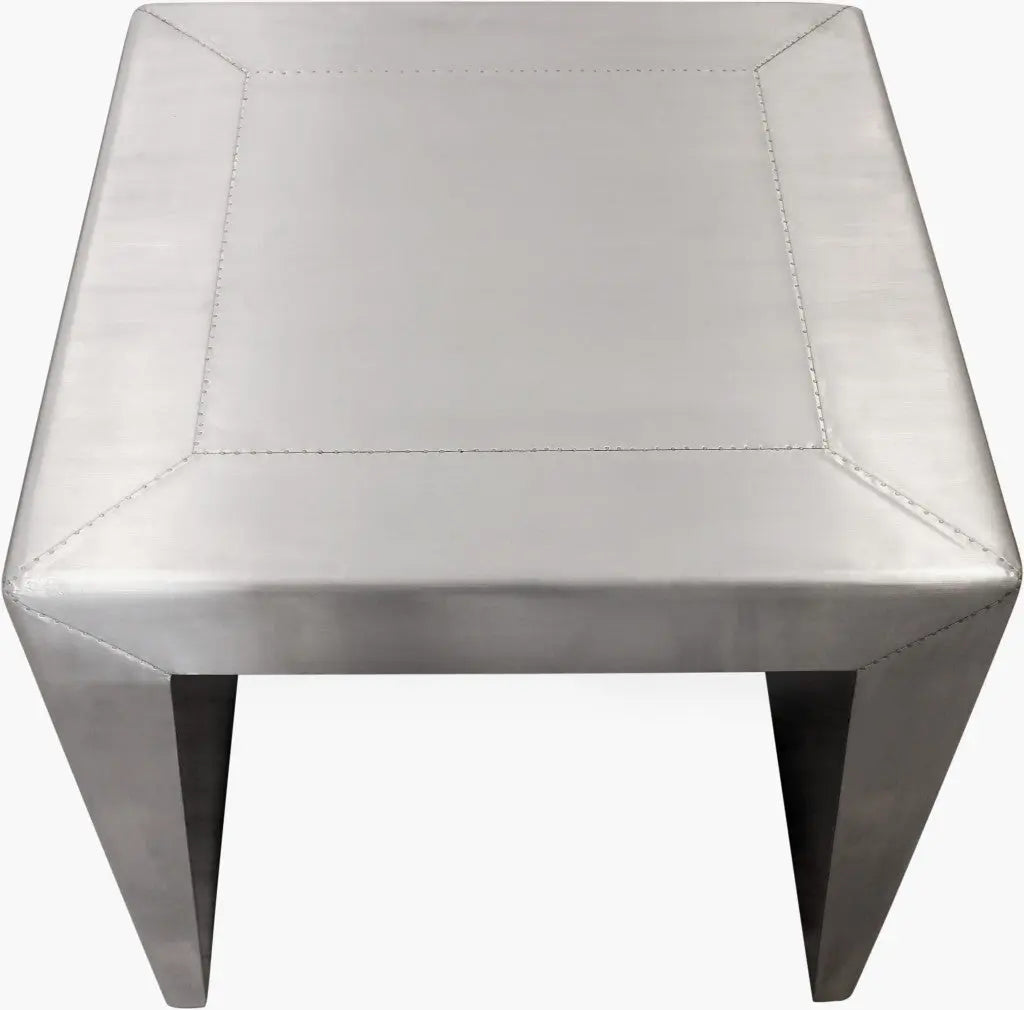 24" Silver Aluminum and Solid Wood Square Sled End Table Homeroots Living Room