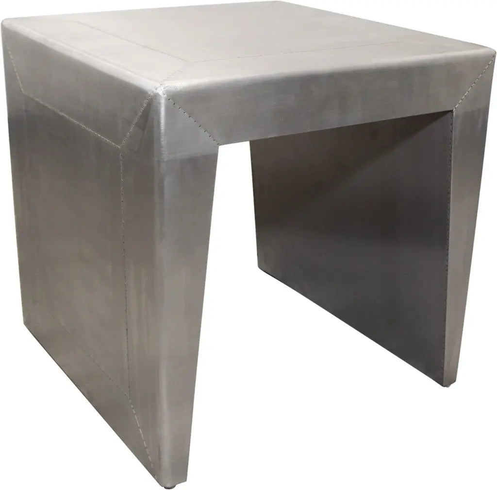 24" Silver Aluminum and Solid Wood Square Sled End Table Homeroots Living Room