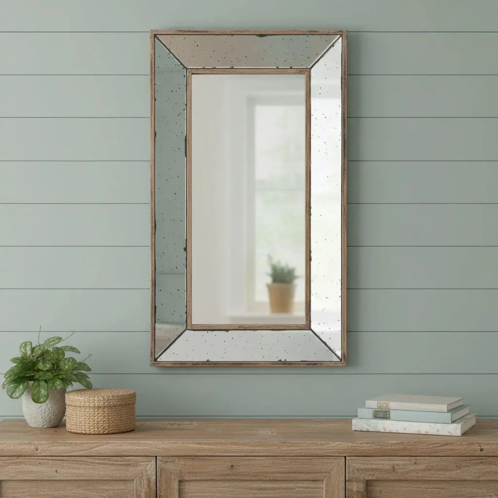 24" Silver Framed Antiqued Accent Mirror Homeroots Bed & Bath
