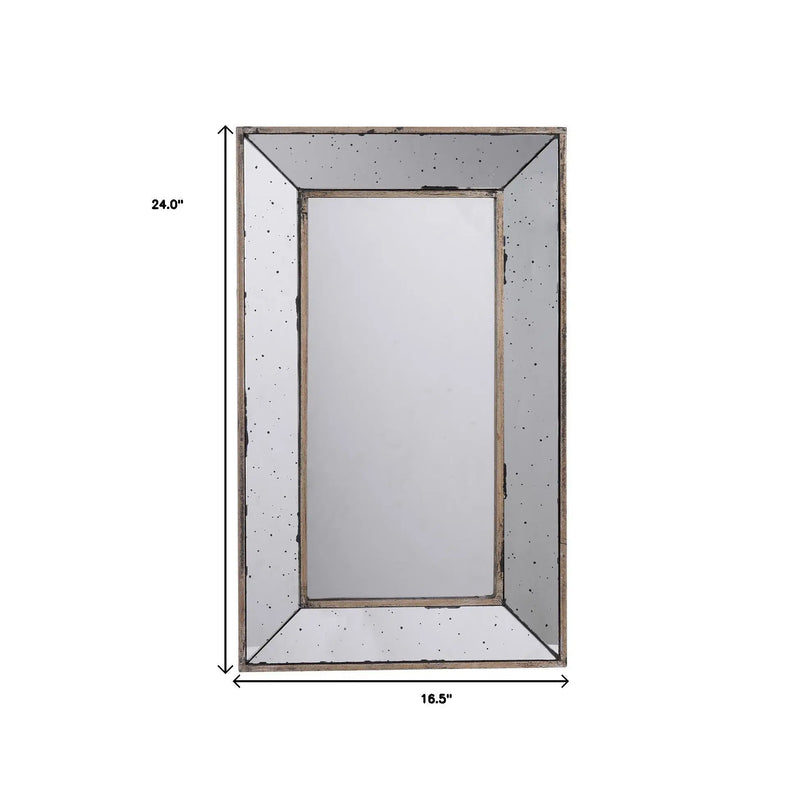 24" Silver Framed Antiqued Accent Mirror Homeroots Bed & Bath