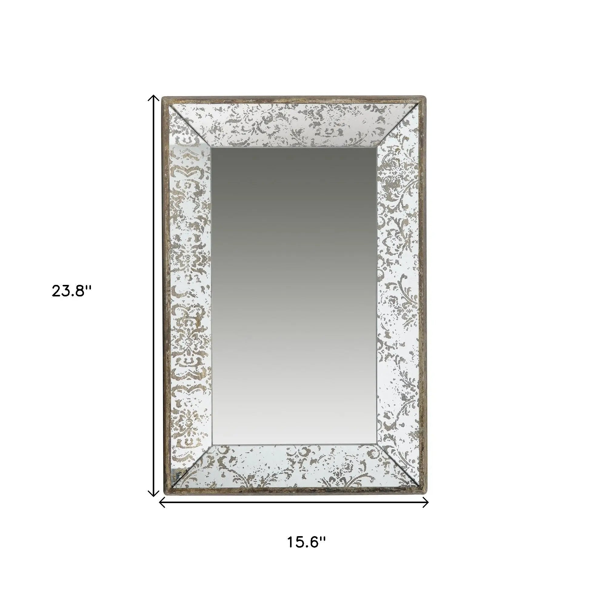 24" Silver Glass Framed Accent Mirror - GreatEagleInc