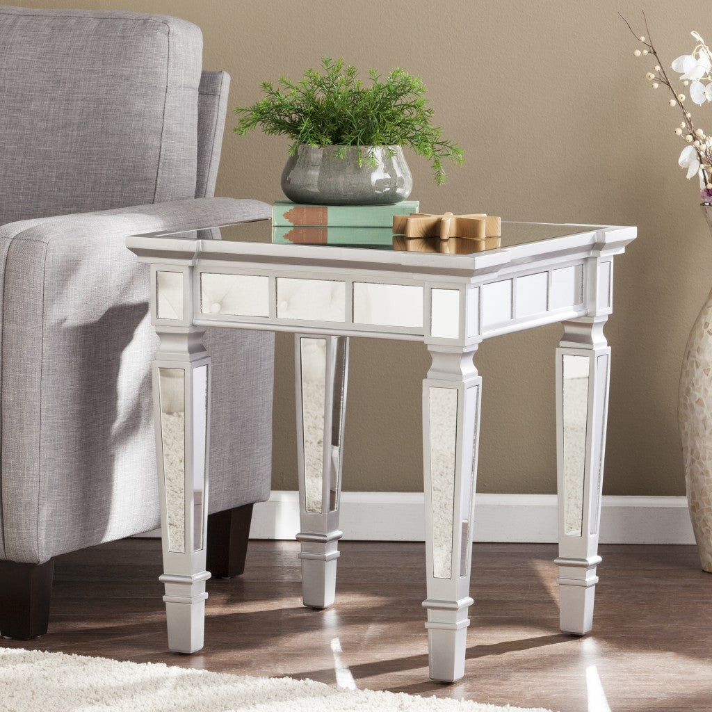 24" Silver Glass Square End Table Homeroots Living Room