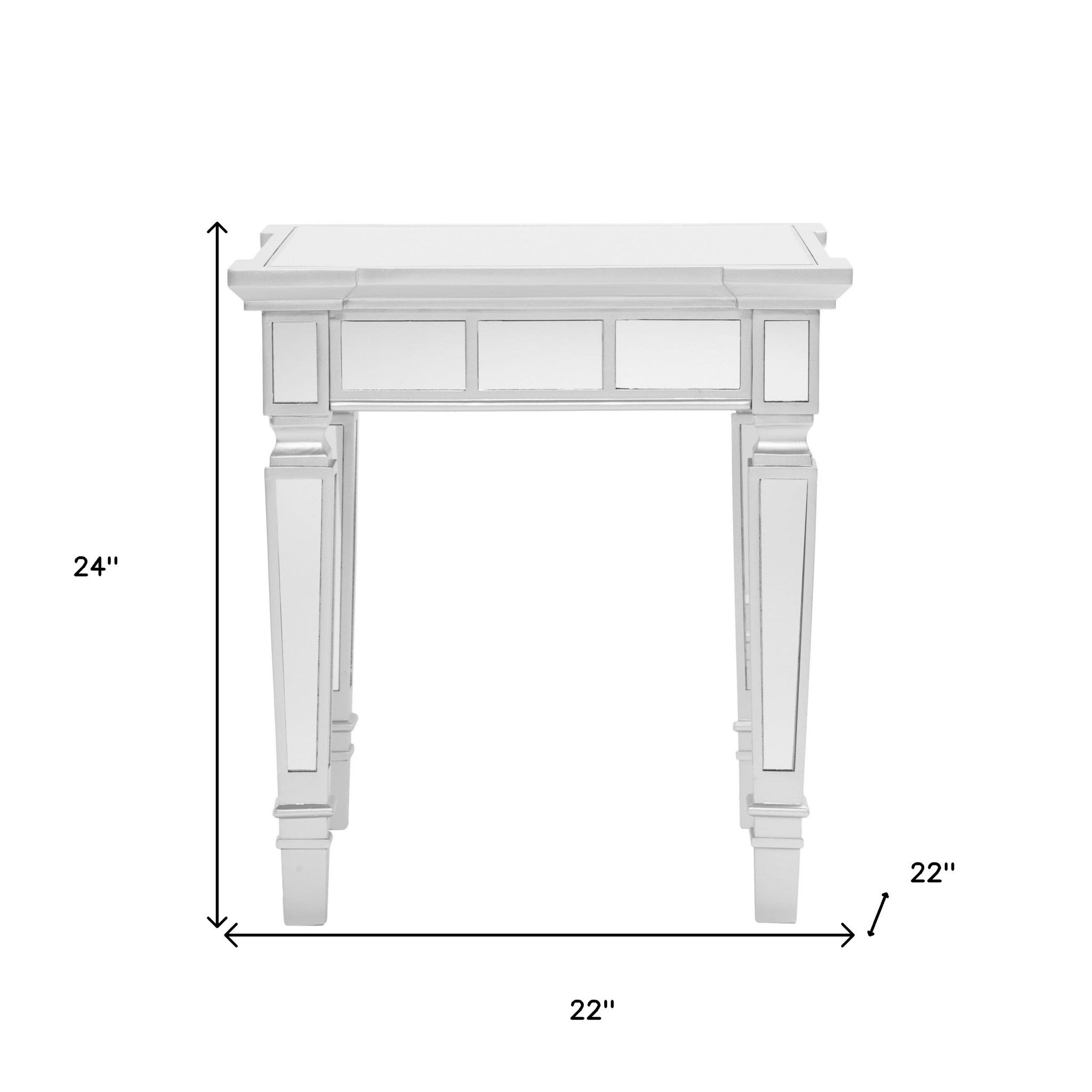 24" Silver Glass Square End Table Homeroots Living Room