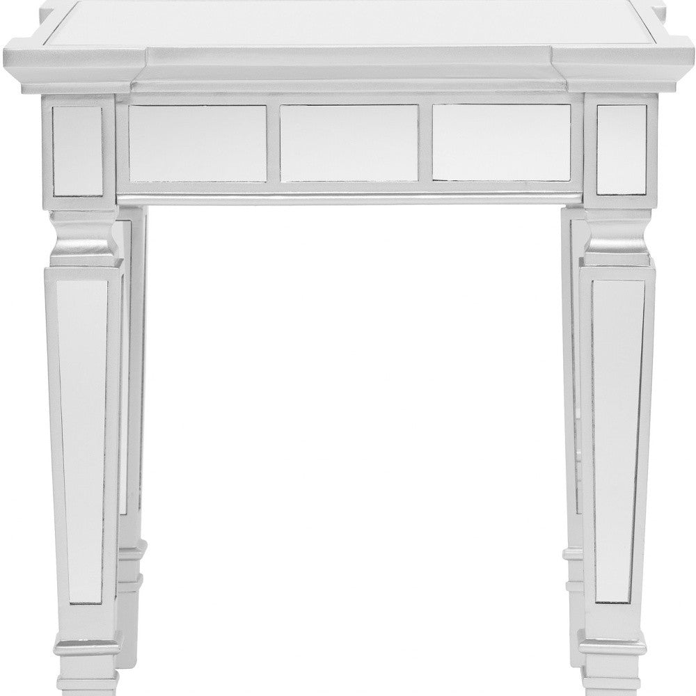 24" Silver Glass Square End Table Homeroots Living Room