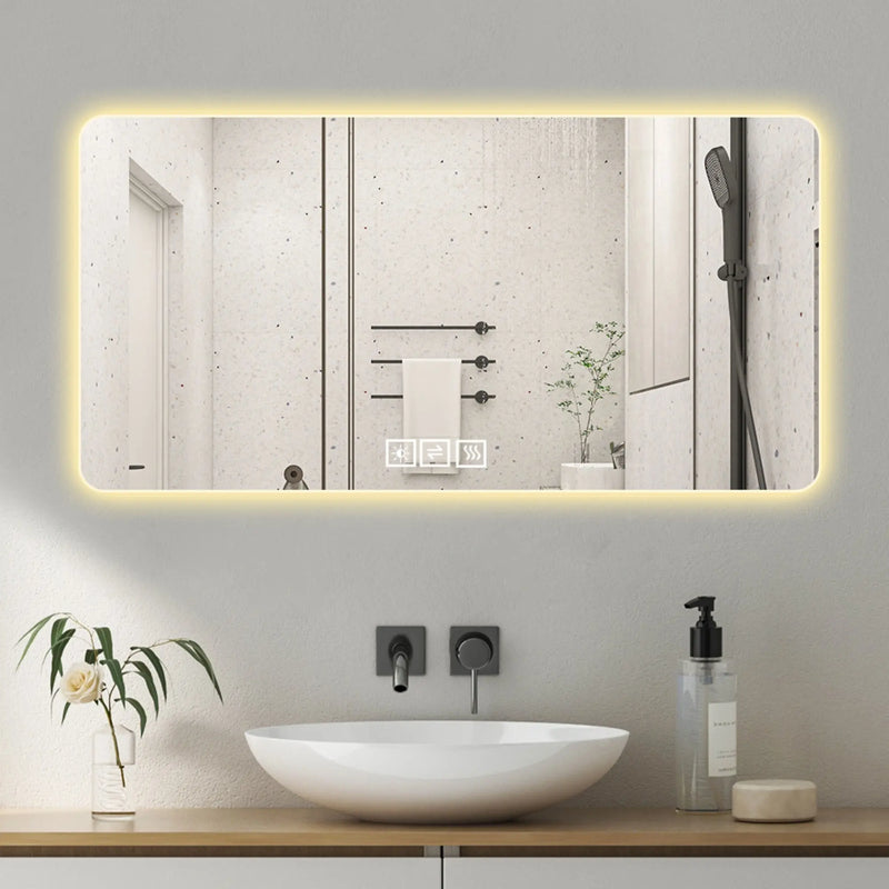 24" Silver Lighted Frameless Bathroom Vanity Mirror Homeroots Bed & Bath