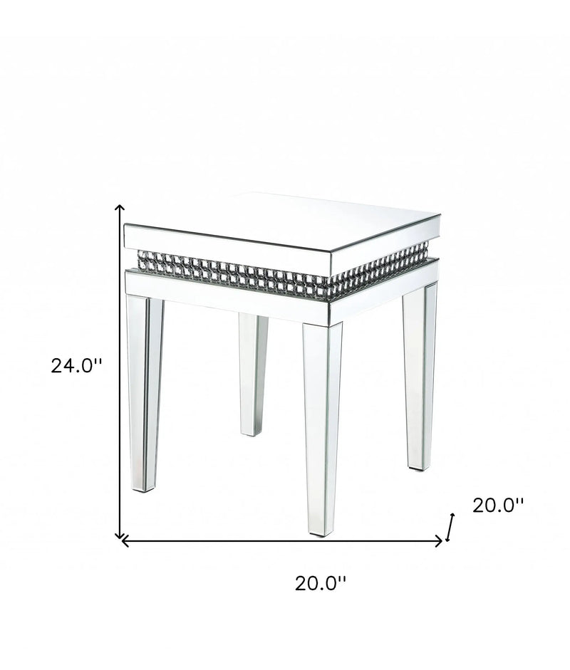24" Silver Mirrored Square End Table Homeroots Living Room