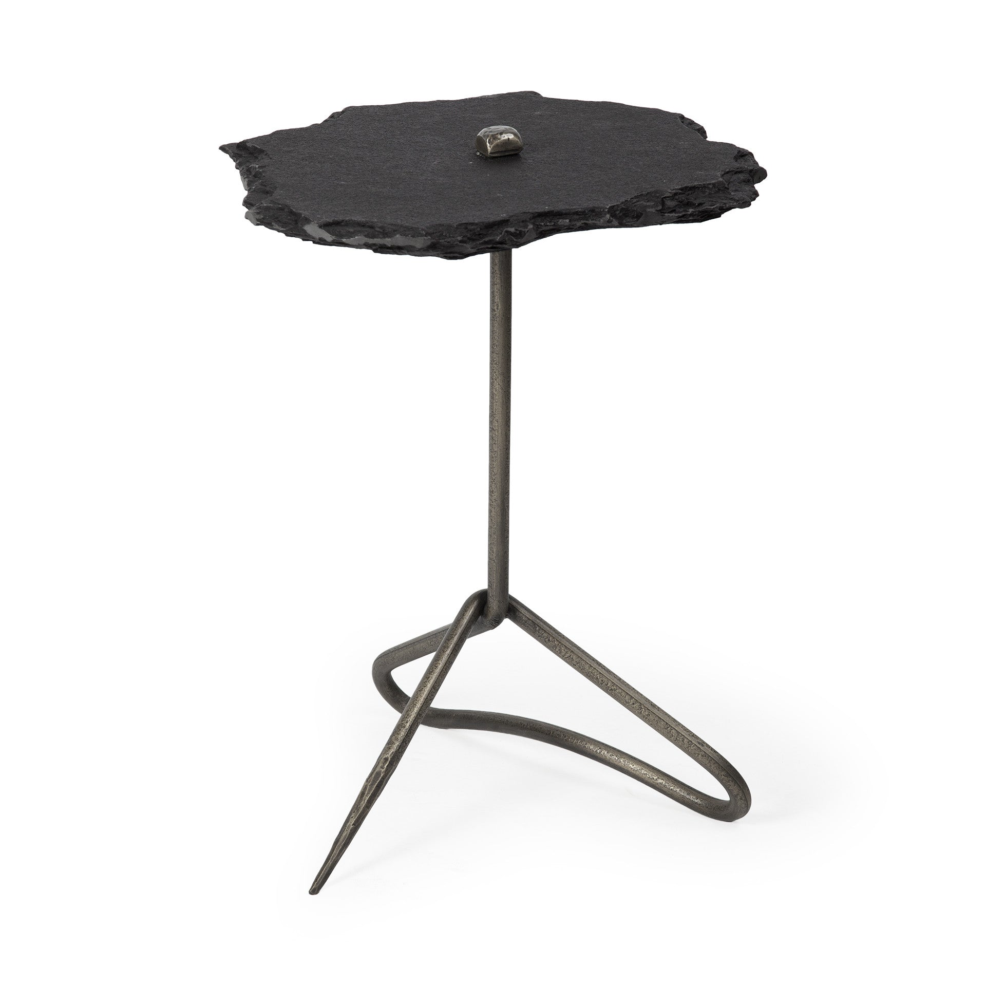 24" Slate Gray And Black Stone End Table - GreatEagleInc