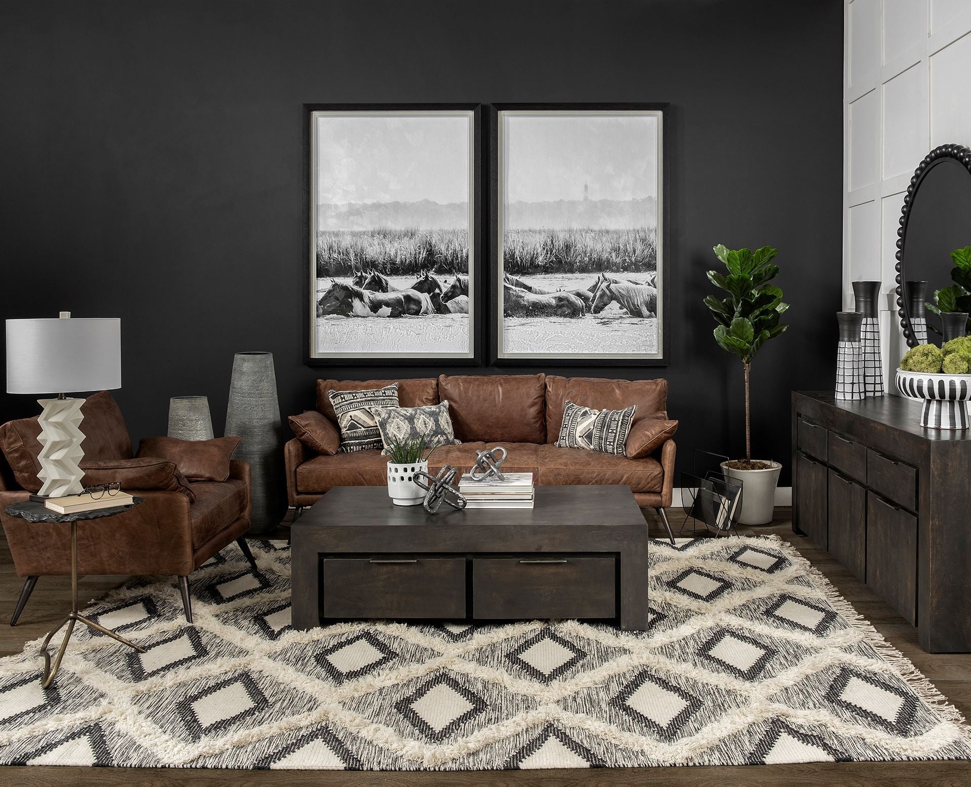 24" Slate Gray And Black Stone End Table - GreatEagleInc