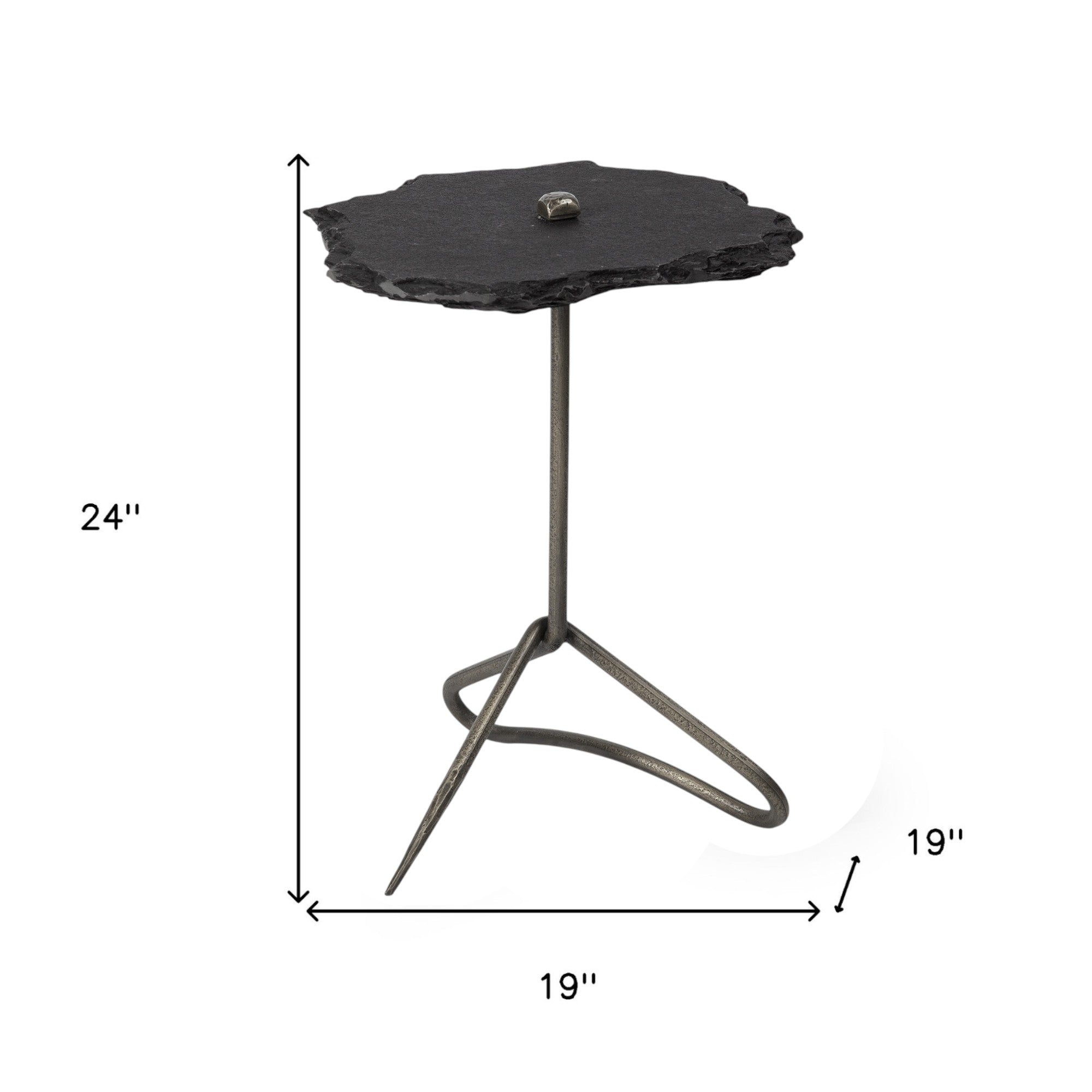 24" Slate Gray And Black Stone End Table - GreatEagleInc