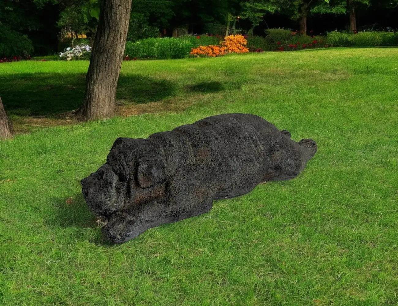 24" Sleepy Bulldog Indoor Outdoor Statue Homeroots Outdoor