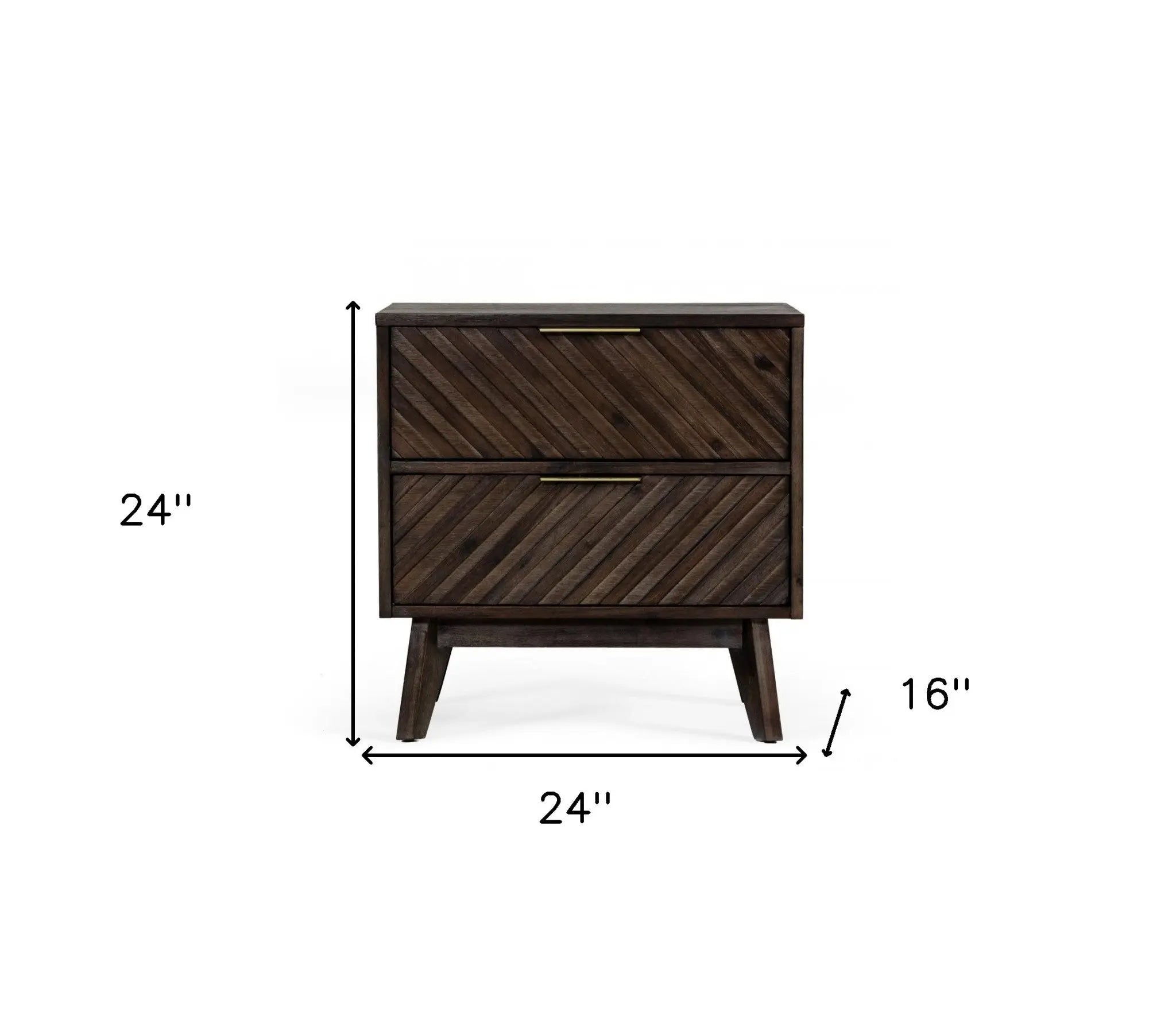 24" Solid Wood and Wood Two Drawer Nightstand Homeroots Bed & Bath