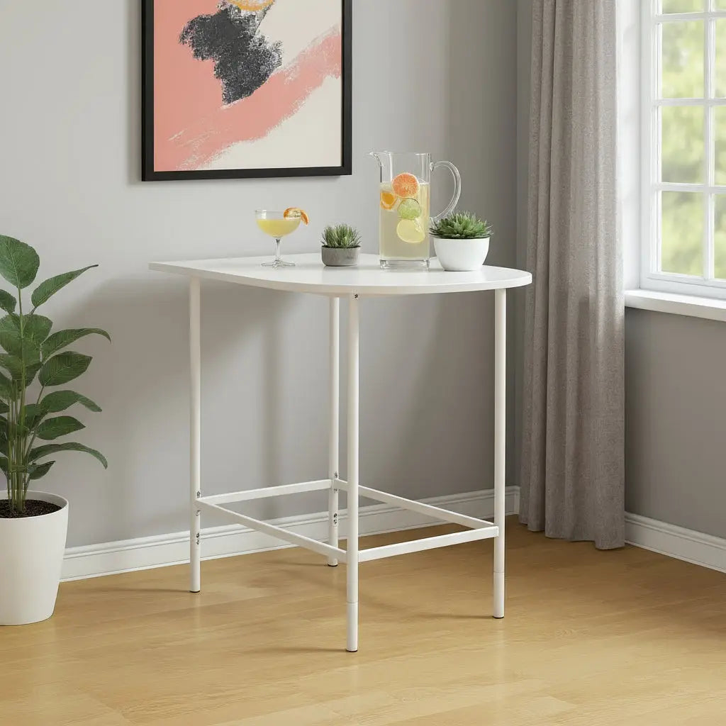 24" White Free Form Manufactured Wood Bar Table Homeroots Living Room