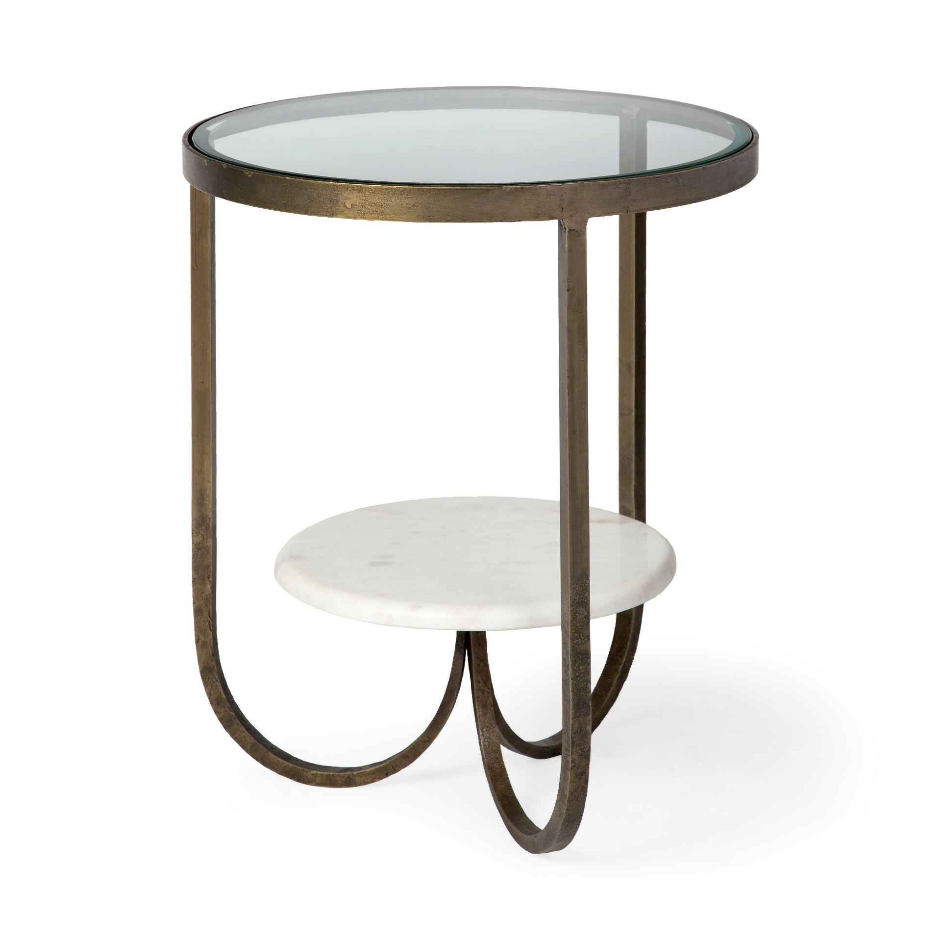 24" White Glass Round End Table - GreatEagleInc
