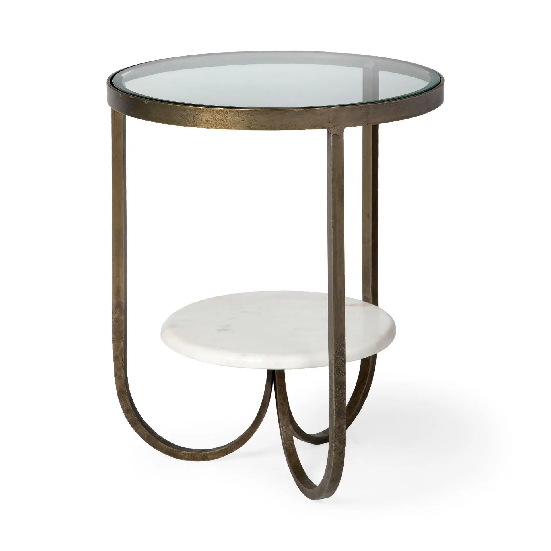 24" White Glass Round End Table - GreatEagleInc