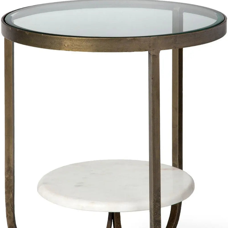 24" White Glass Round End Table - GreatEagleInc