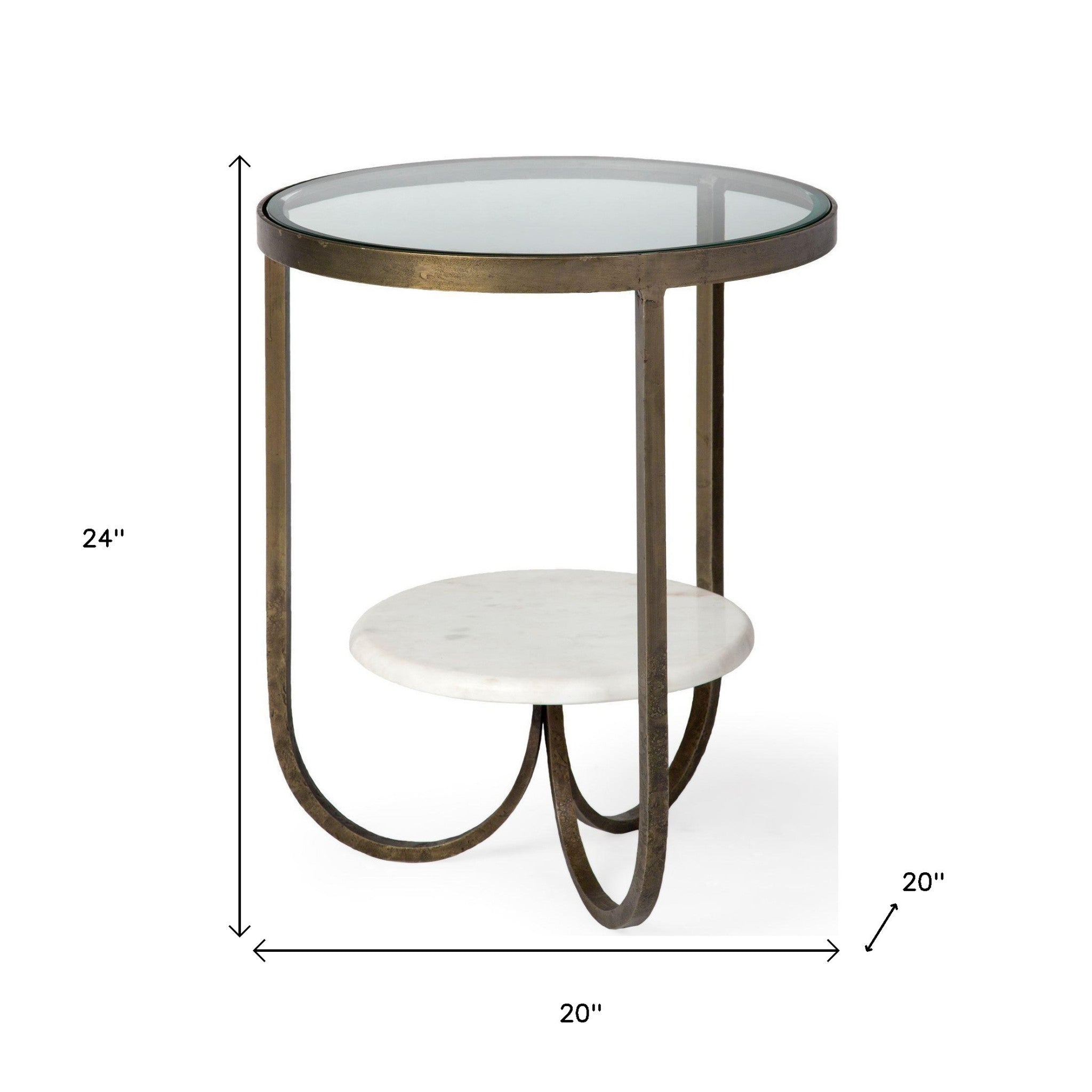 24" White Glass Round End Table - GreatEagleInc