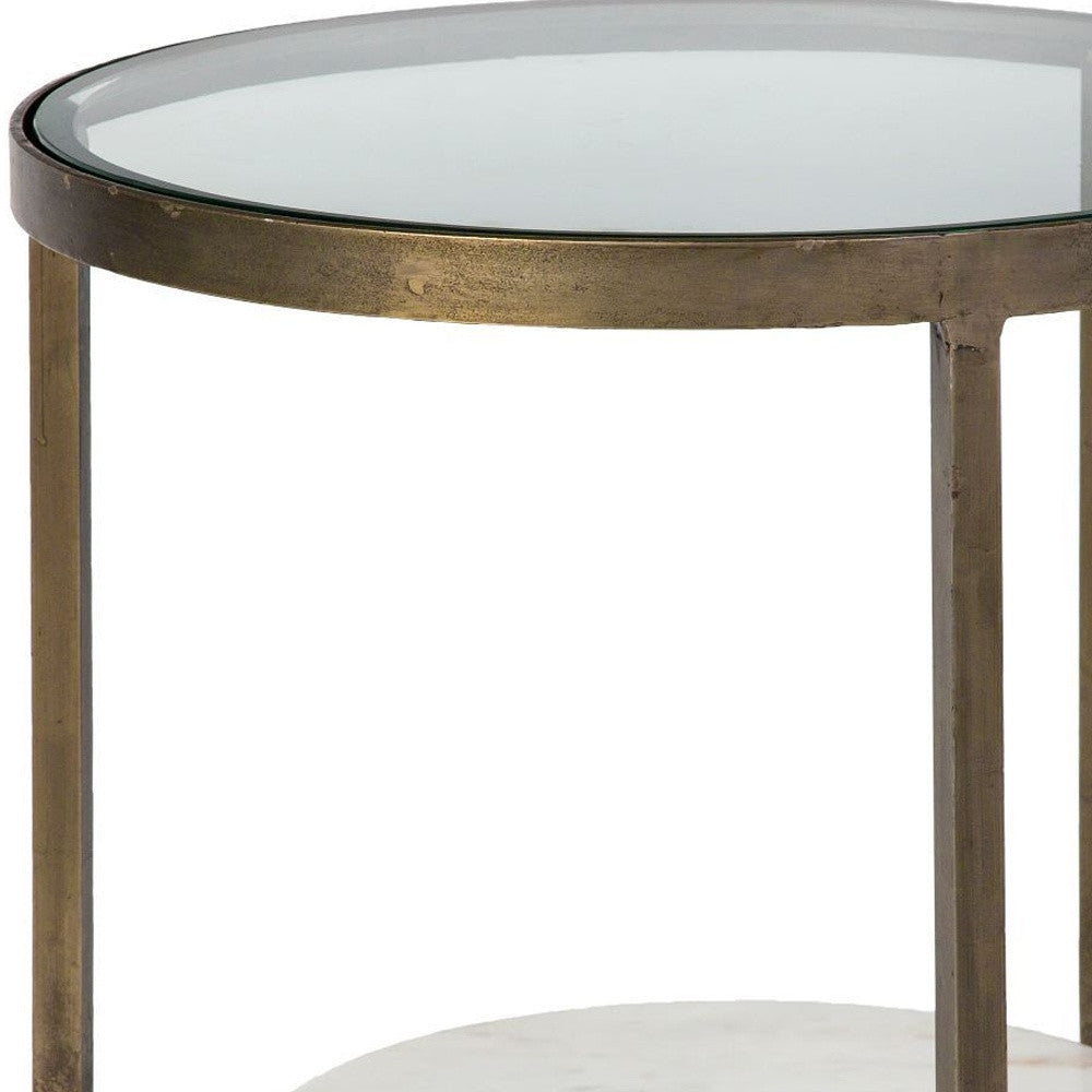 24" White Glass Round End Table - GreatEagleInc