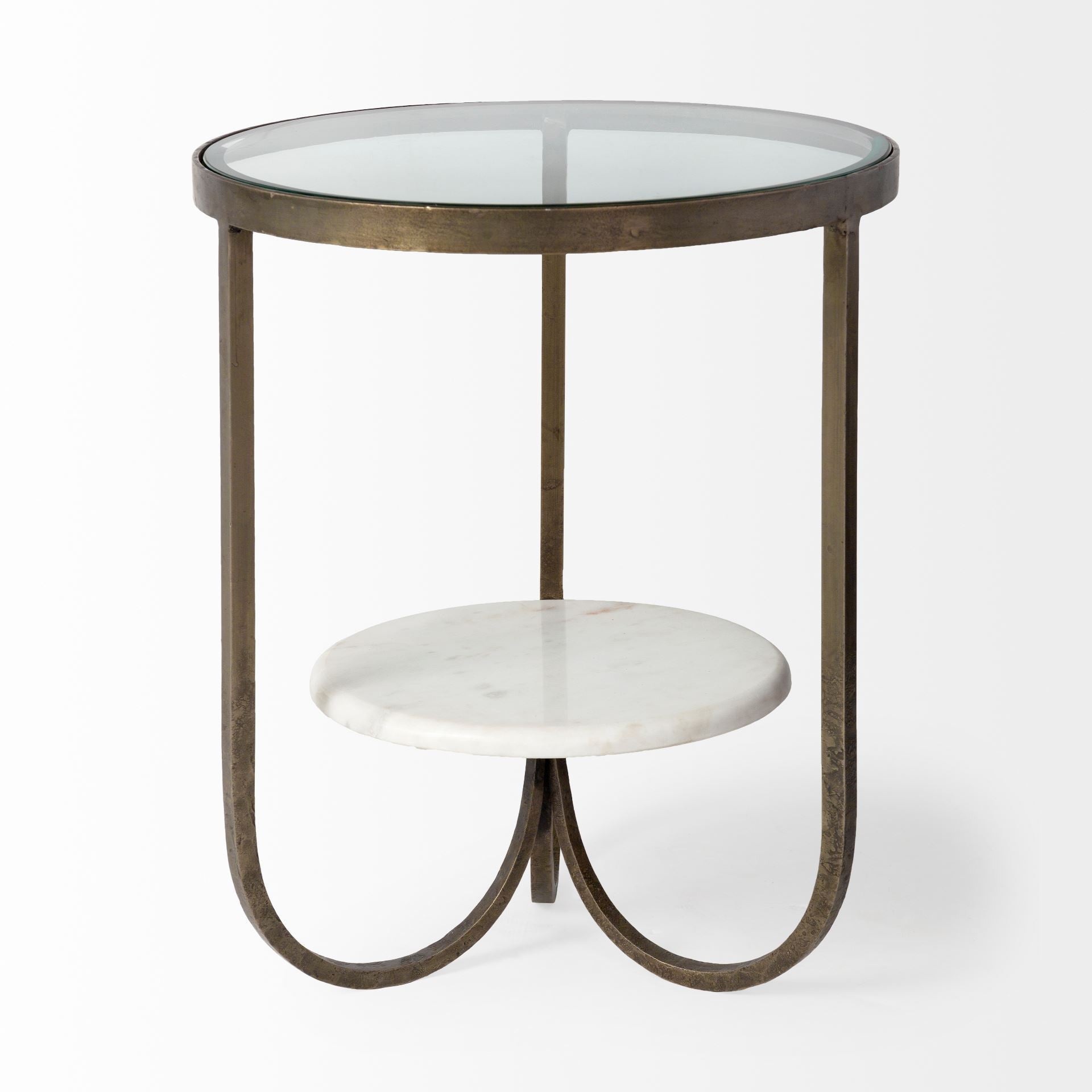 24" White Glass Round End Table - GreatEagleInc