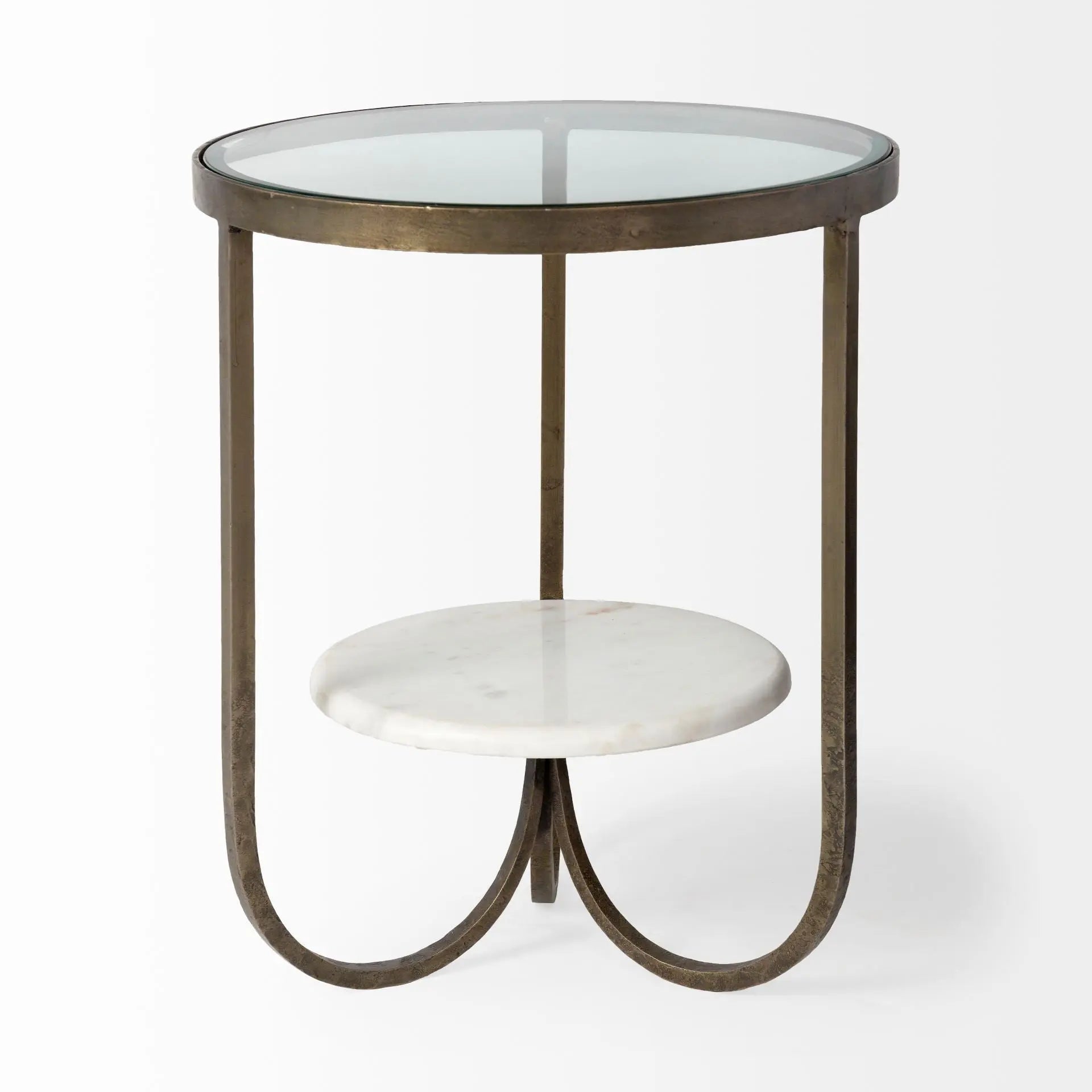 24" White Glass Round End Table - GreatEagleInc