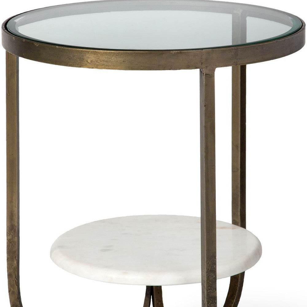 24" White Glass Round End Table - GreatEagleInc