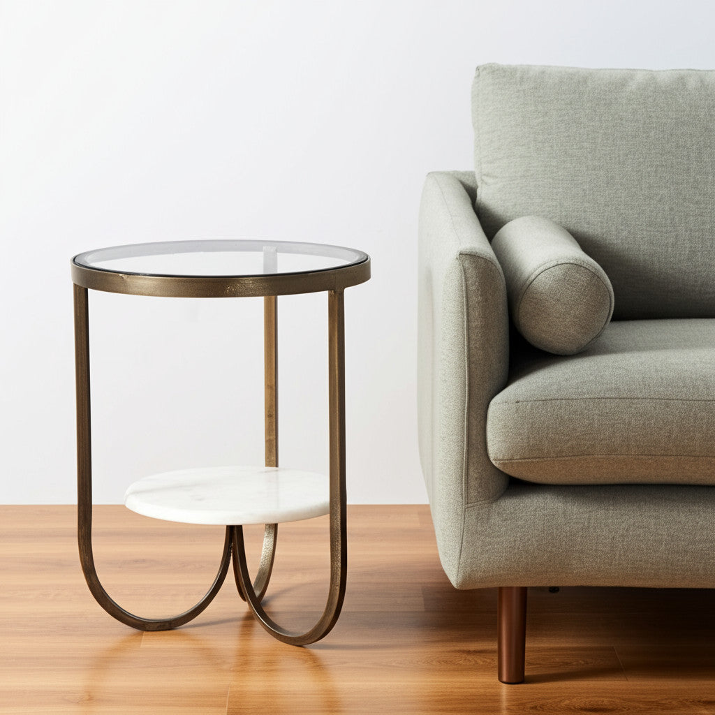 24" White Glass Round End Table - GreatEagleInc
