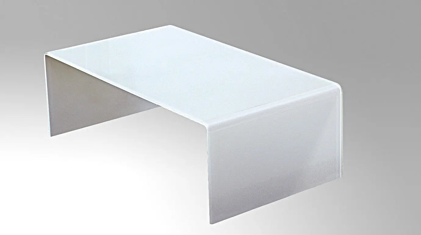 24" White Glass Sled Coffee Table Homeroots Living Room
