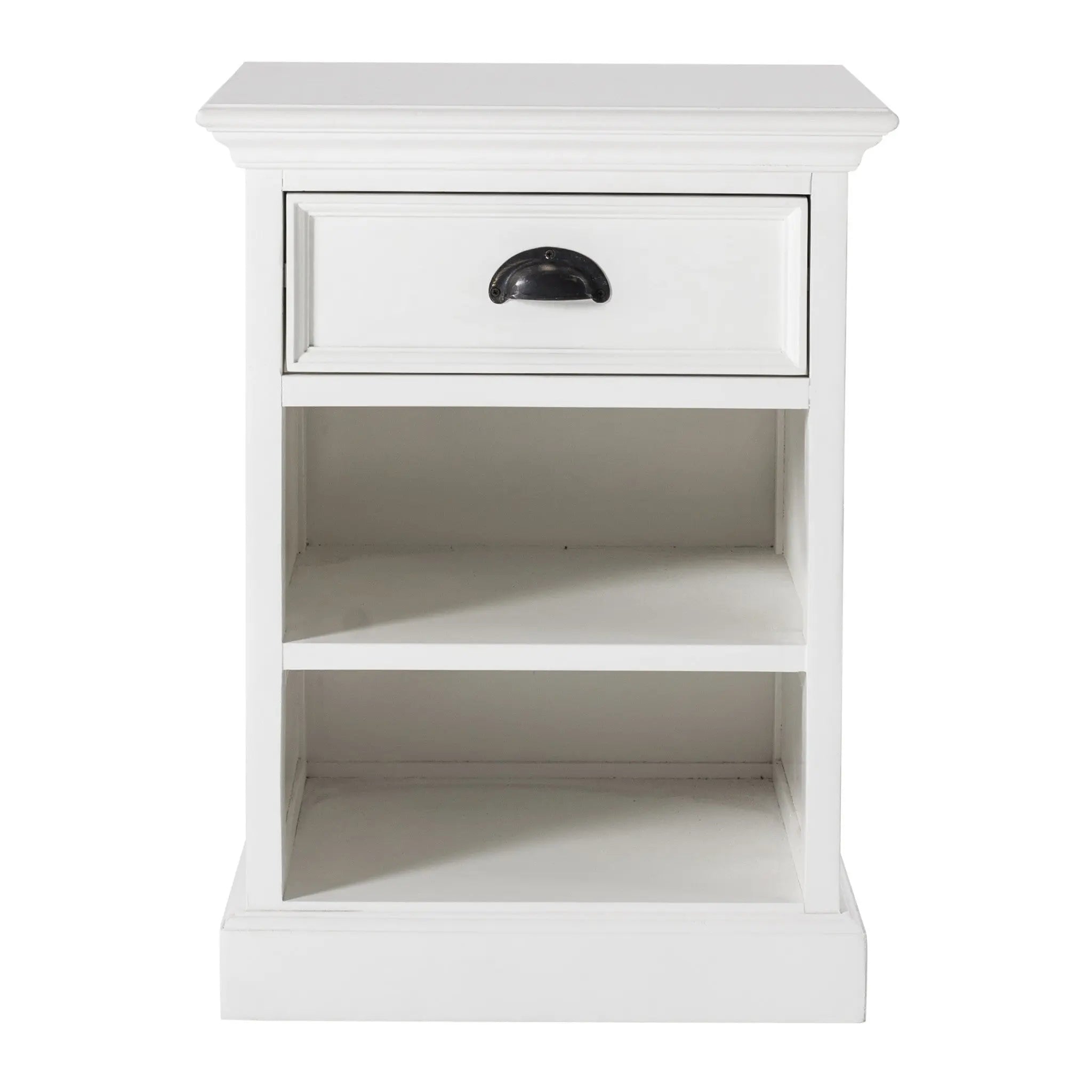 24" White Solid Wood Distressed One Drawer Nightstand - GreatEagleInc