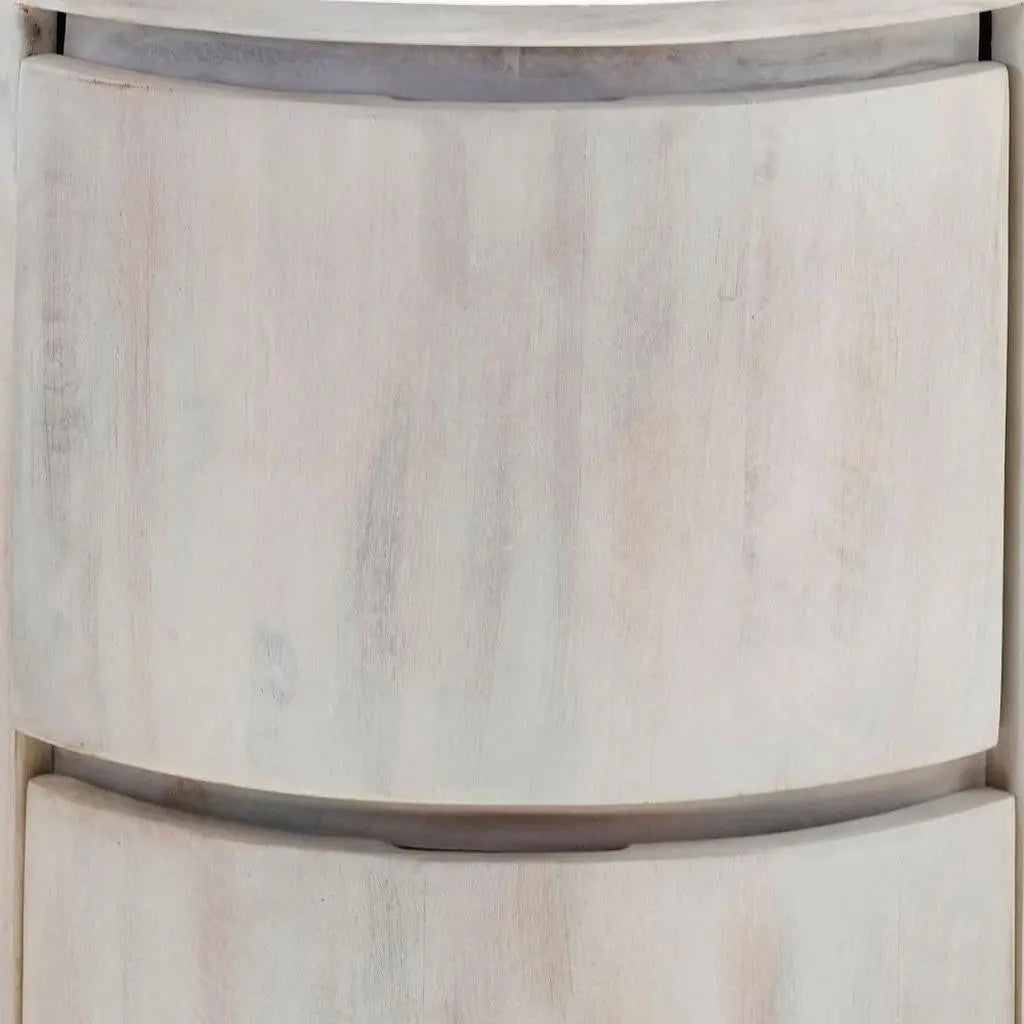 24" White Solid Wood Round Drum End Table With Two Drawers Homeroots Living Room